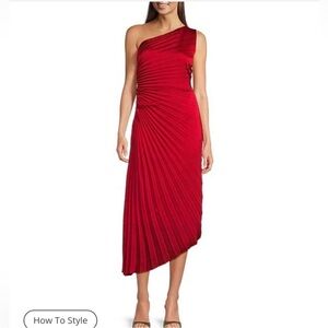 Belle by Badgley Mischka Kelsey
Satin Chiffon One Shoulder
Asymmetric Midi Dress